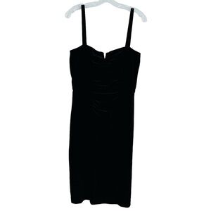 Betsy & Adam velvet ruched bodycon dress v neck‎ black women's size small
